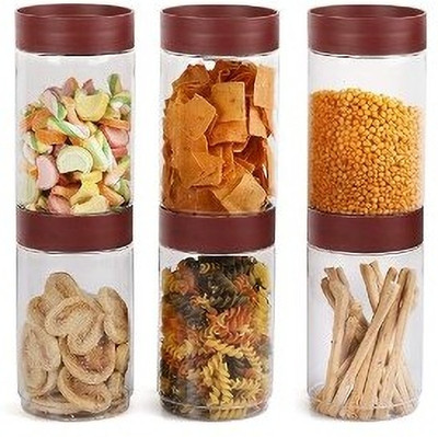 Modustacks Plastic Grocery Container  - 2000 ml(Pack of 6, Maroon)