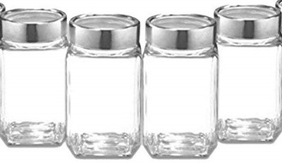 TINSUHG Glass Grocery Container  - 500 ml(Pack of 4, Clear)