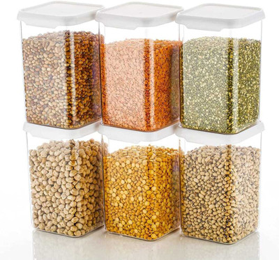 CKBRIGHT Plastic Grocery Container  - 1100 ml(Pack of 6, White)