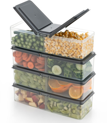 Raghunandan Plastic Fridge Container  - 1700 ml(Pack of 4, Grey)