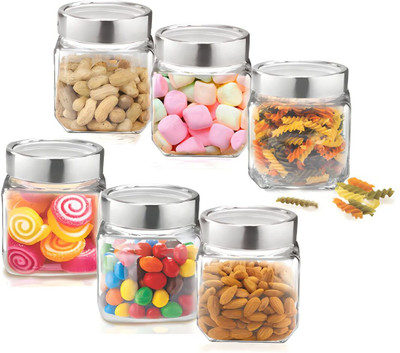 romers Glass Fridge Container  - 600 ml(Pack of 6, White)