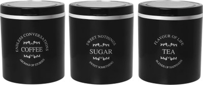 Jaypee Plus Plastic Tea Coffee & Sugar Container  - 750 ml(Pack of 3, Black)