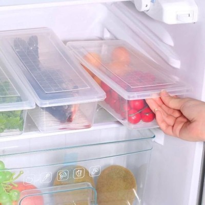 DEEJET Plastic Fridge Container  - 1500 ml(Pack of 6, Clear)