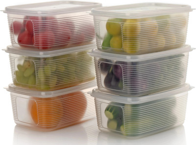STARDOT Plastic Fridge Container  - 1800 ml(Pack of 6, Clear)