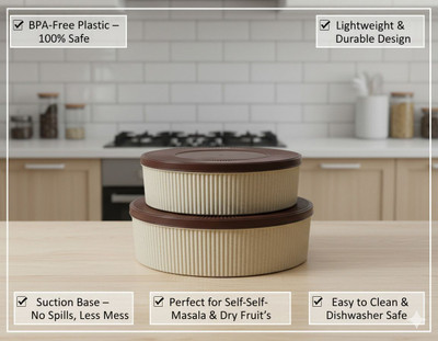 PARAS Plastic Utility Container  - 1500 ml, 1800 ml(Pack of 2, Beige, Brown)