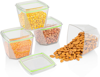 Sorath Plastic Cookie Jar  - 500 ml(Pack of 4, Multicolor)