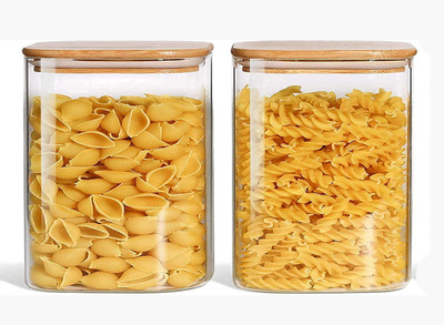 multi zone Glass Grocery Container  - 650 ml(Pack of 2, Clear)