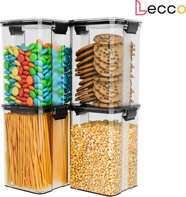Lecco Plastic, Polypropylene Grocery Container  - 1200 ml(Pack of 4, Black)
