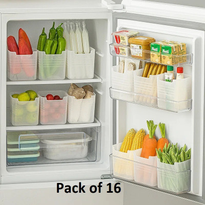 HASHONE Plastic Fridge Container  - 1000 ml(Pack of 16, Clear)