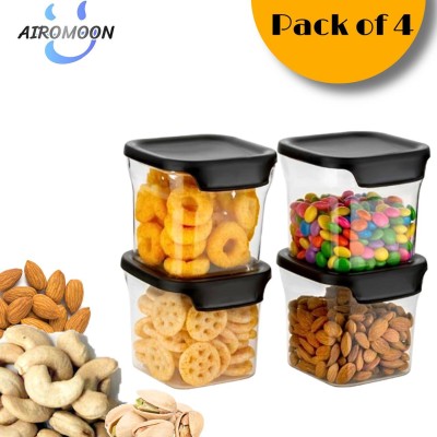 AIROMOON Plastic Grocery Container  - 600 ml(Pack of 4, Black)