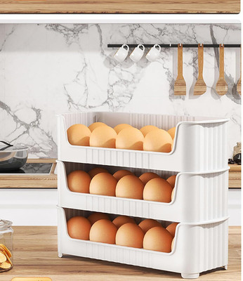 REVATAKG Plastic Egg Container  - 2.5 dozen(Pack of 3, White)