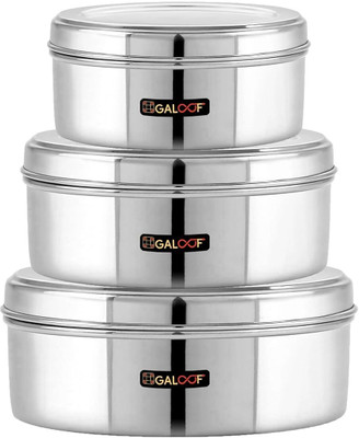 PanCraft Stainless Steel Utility Container  - 2.2 L, 1.8 L, 1.5 L(Pack of 3, Silver)