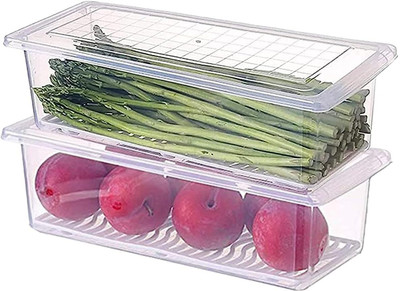 Zwarte Plastic Fridge Container  - 1500 ml(Pack of 6, Clear)