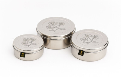 ESTEEM KING Stainless Steel Utility Container  - 700 ml, 900 ml, 1200 ml(Pack of 3, Silver)
