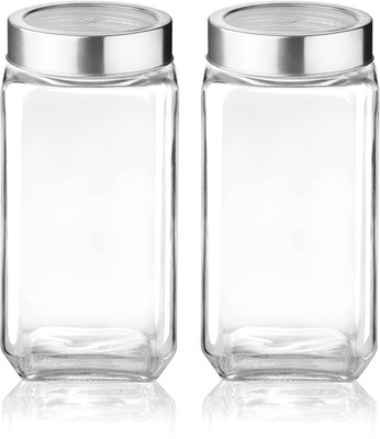 BJIK Glass Utility Container  - 1000 ml(Pack of 2, Clear)