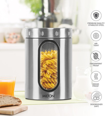 MILTON Stainless Steel Cookie Jar  - 1000 ml(Silver)