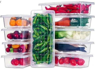 STARDOT Plastic Fridge Container  - 1500 ml(Pack of 10, White)