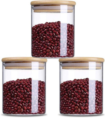 VRAJAK Glass Grocery Container  - 270 ml(Pack of 3, Clear)