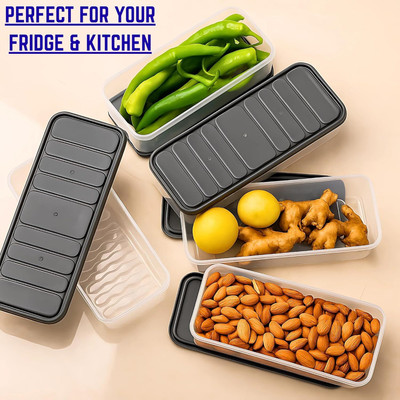 ROYAL MB Plastic Fridge Container  - 1200 ml(Pack of 2, Black)