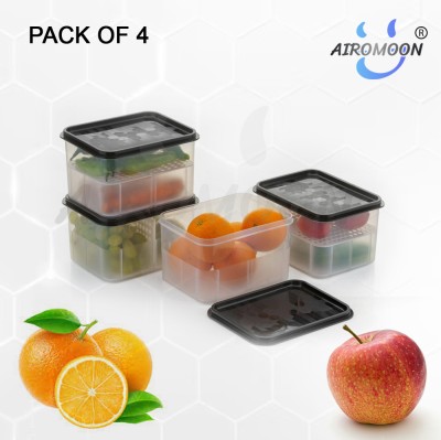 AIROMOON Plastic Fridge Container  - 2300 ml(Pack of 4, Green, Black, Pink)