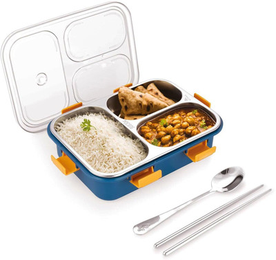 Aseenaa Deluxe Lunch Box With Inner Stainless Steel & Secure Lock For School & Outdoor 3 Containers Lunch Box(750 ml, Thermoware)