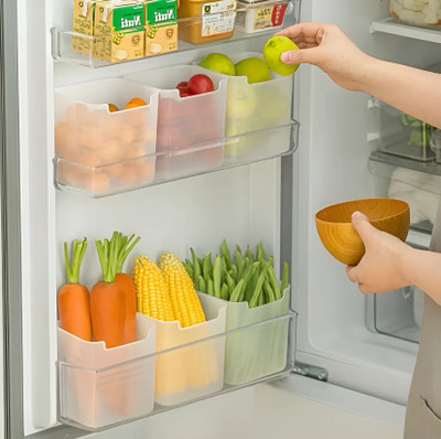 Forsale Plastic Fridge Container  - 1200 ml(Pack of 6, Clear)