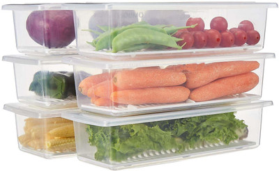 Pure Source India Plastic Fridge Container  - 1000 ml(Pack of 6, Clear)