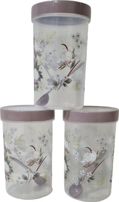 HouseGlow Plastic Grocery Container  - 1500 ml(Pack of 3, Light Brown)