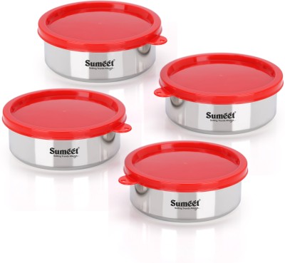 Sumeet Steel Utility Container  - 400 ml, 400 ml, 400 ml, 400 ml(Pack of 4, Red)