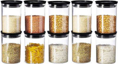 nariya Plastic Grocery Container  - 1070 ml(Pack of 10, Black)