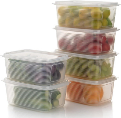 DXDT Plastic Grocery Container  - 1800 ml(Pack of 6, White)