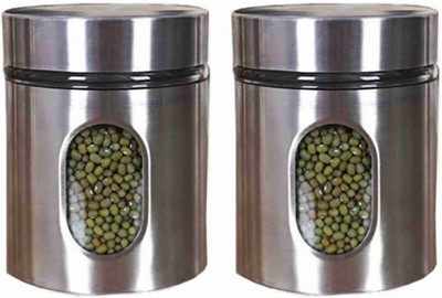 Armin Steel Grocery Container  - 350 ml(Pack of 2, Silver)