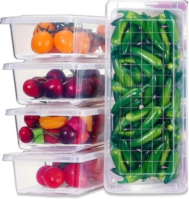 busaji enterprise Plastic Fridge Container  - 1800 ml(Pack of 5, White)