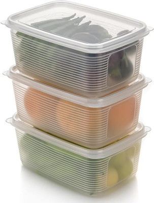 Finner Plastic Fridge Container  - 1800 ml(Pack of 3, White)