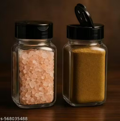 MM ENTERPRISE Glass Cookie Jar  - 90 ml(Pack of 2, Clear)