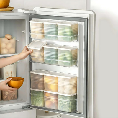 NORVIUM Plastic Fridge Container  - 1100 ml(Pack of 6, Clear)