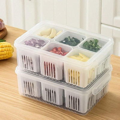 prayati Plastic Fridge Container  - 2200 ml(Pack of 2, White)