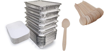 KRUM Aluminium Utility Container  - 450 ml(Pack of 100, Silver)