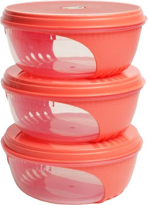 Unica Plastic Utility Container  - 450 ml(Pack of 3, Red)