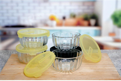 Urban Centre Glass Utility Container  - 200 ml(Pack of 6, Yellow)