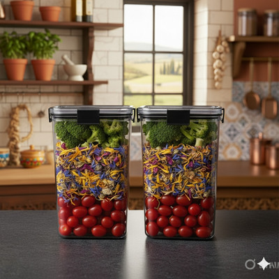 DYK Plastic Tea Coffee & Sugar Container  - 1199 ml(Pack of 6, Transparent)