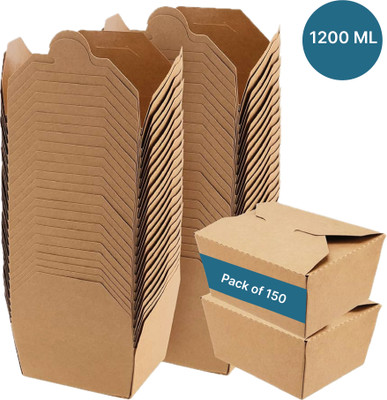 Kaagat Paper Utility Container  - 1200 ml(Pack of 150, Brown)