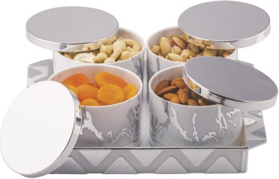 Flipkart SmartBuy Plastic Grocery Container  - 500 ml(Pack of 4, Silver)