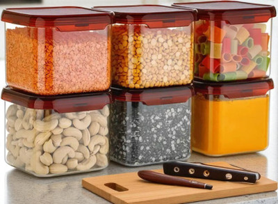 forsel Plastic Grocery Container  - 500 ml(Pack of 6, Red)