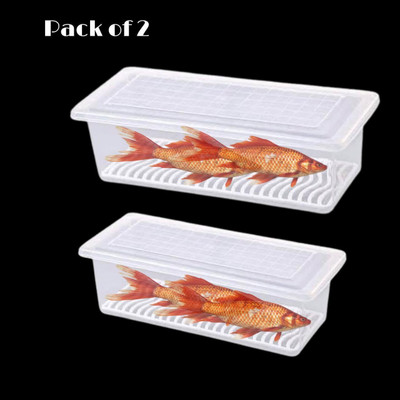 KHISKOLI Plastic Fridge Container  - 1500 ml(Pack of 2, Clear)