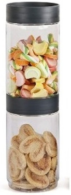 Modustacks Plastic Grocery Container  - 2000 ml(Pack of 2, Grey)