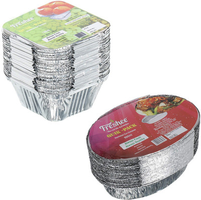 Freshee Aluminium Utility Container  - 720 ml(Pack of 50, Silver)