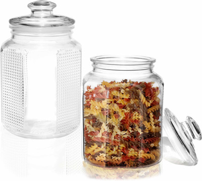 Pure Source India Glass Cookie Jar  - 2 L(Pack of 2, Clear)