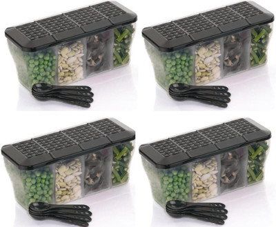 Sorath Plastic Grocery Container  - 2000 ml(Pack of 4, Black)