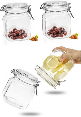 Pure Source India Glass Grocery Container  - 500 g(Pack of 4, Clear)
